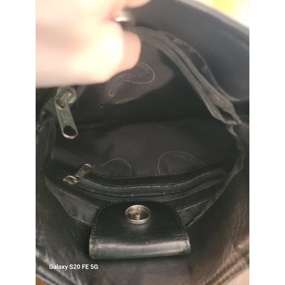 Vintage Y2K 90's American Angel Leather Slouch Hobo Logo Shoulder Bag Purse - Picture 11 of 16